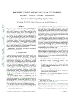 Fast DCTTS: Efficient Deep Convolutional Text-to-Speech