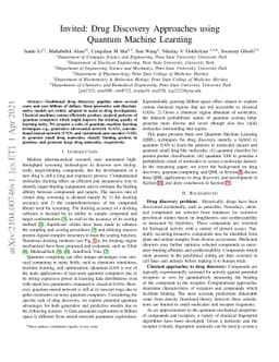 Drug Discovery Approaches using Quantum Machine Learning