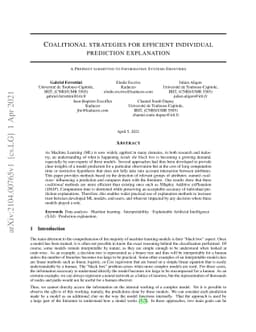 Coalitional strategies for efficient individual prediction explanation