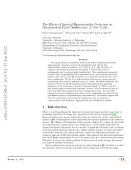 The Effects of Spectral Dimensionality Reduction on Hyperspectral Pixel
  Classification: A Case Study