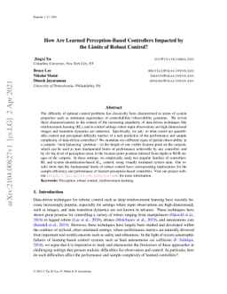 How Are Learned Perception-Based Controllers Impacted by the Limits of
  Robust Control?