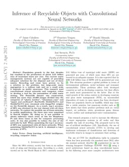 Inference of Recyclable Objects with Convolutional Neural Networks