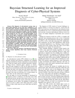 Bayesian Structural Learning for an Improved Diagnosis of Cyber-Physical
  Systems