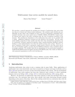 Multivariate time series models for mixed data