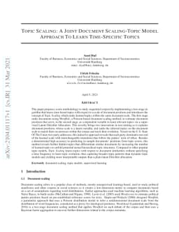 Topic Scaling: A Joint Document Scaling -- Topic Model Approach To Learn
  Time-Specific Topics