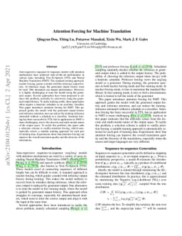 Attention Forcing for Machine Translation