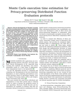 Monte Carlo execution time estimation for Privacy-preserving Distributed
  Function Evaluation protocols