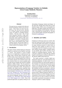 Representations of Language Varieties Are Reliable Given Corpus
  Similarity Measures