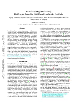 Diarization of Legal Proceedings. Identifying and Transcribing Judicial
  Speech from Recorded Court Audio