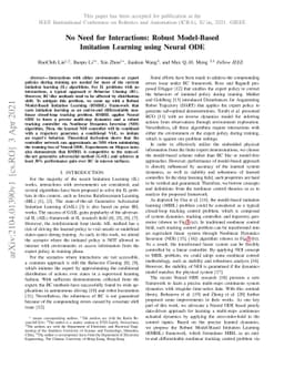No Need for Interactions: Robust Model-Based Imitation Learning using
  Neural ODE