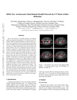 IDOL-Net: An Interactive Dual-Domain Parallel Network for CT Metal
  Artifact Reduction