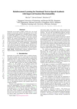 Reinforcement Learning for Emotional Text-to-Speech Synthesis with
  Improved Emotion Discriminability