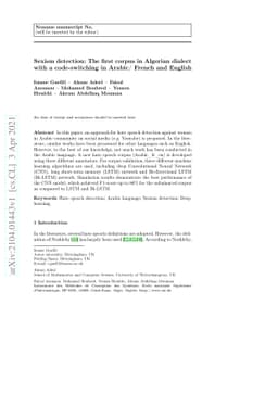 Sexism detection: The first corpus in Algerian dialect with a
  code-switching in Arabic/ French and English