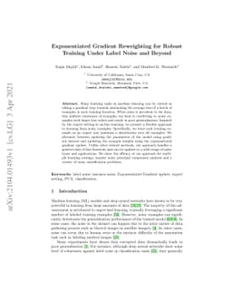 Exponentiated Gradient Reweighting for Robust Training Under Label Noise
  and Beyond