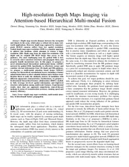 High-resolution Depth Maps Imaging via Attention-based Hierarchical
  Multi-modal Fusion