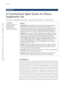 A Conversational Agent System for Dietary Supplements Use