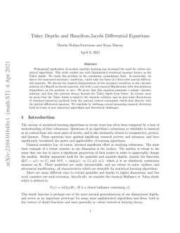 Tukey Depths and Hamilton-Jacobi Differential Equations