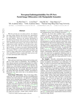 Perceptual Indistinguishability-Net (PI-Net): Facial Image Obfuscation
  with Manipulable Semantics
