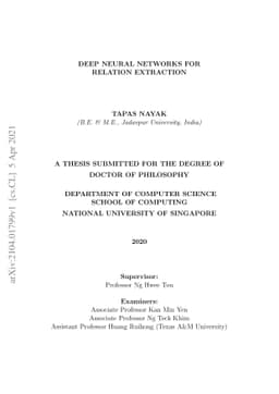 Deep Neural Networks for Relation Extraction