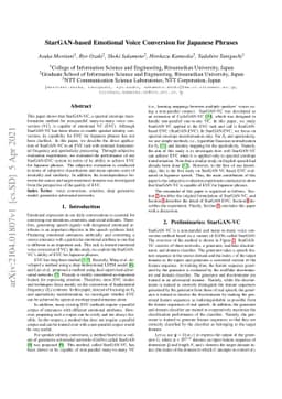 StarGAN-based Emotional Voice Conversion for Japanese Phrases