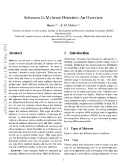 Advances In Malware Detection- An Overview