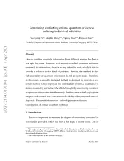 Combining conflicting ordinal quantum evidences utilizing individual
  reliability