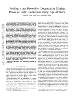 Pooling is not Favorable: Decentralize Mining Power of PoW Blockchain
  Using Age-of-Work