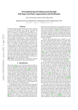 Personalized Speech Enhancement through Self-Supervised Data
  Augmentation and Purification