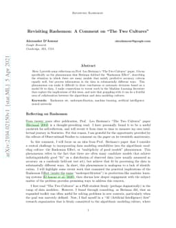 Revisiting Rashomon: A Comment on "The Two Cultures"