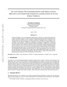 In-Line Image Transformations for Imbalanced, Multiclass Computer Vision
  Classification of Lung Chest X-Rays