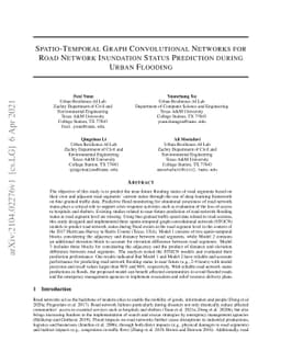Spatio-Temporal Graph Convolutional Networks for Road Network Inundation
  Status Prediction during Urban Flooding
