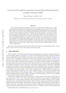 A novel activity pattern generation incorporating deep learning for
  transport demand models