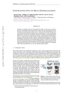 Contrastive Syn-to-Real Generalization