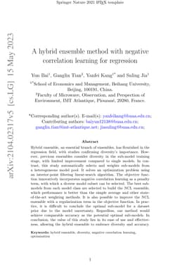 A hybrid ensemble method with negative correlation learning for
  regression