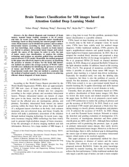 Brain Tumors Classification for MR images based on Attention Guided Deep
  Learning Model