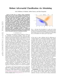 Robust Adversarial Classification via Abstaining
