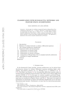 Classification with Runge-Kutta networks and feature space augmentation