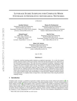 Leverage Score Sampling for Complete Mode Coverage in Generative
  Adversarial Networks