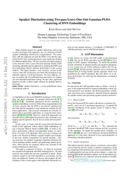 Speaker Diarization using Two-pass Leave-One-Out Gaussian PLDA
  Clustering of DNN Embeddings