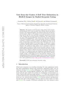 Vote from the Center: 6 DoF Pose Estimation in RGB-D Images by Radial
  Keypoint Voting