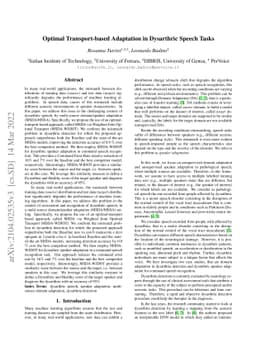 Optimal Transport-based Adaptation in Dysarthric Speech Tasks
