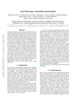 EasyCall corpus: a dysarthric speech dataset