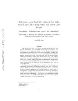 Automatic Large Scale Detection of Red Palm Weevil Infestation using
  Aerial and Street View Images