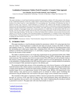 Localization of Autonomous Vehicles: Proof of Concept for A Computer
  Vision Approach