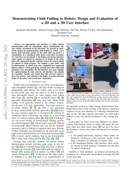 Demonstrating Cloth Folding to Robots: Design and Evaluation of a 2D and
  a 3D User Interface