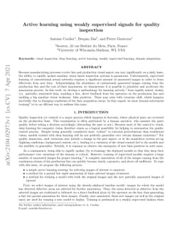 Active learning using weakly supervised signals for quality inspection