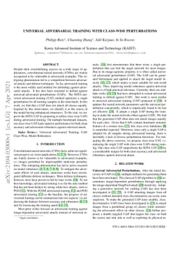 Universal Adversarial Training with Class-Wise Perturbations