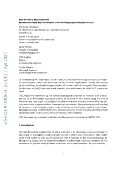 How to Write a Bias Statement: Recommendations for Submissions to the
  Workshop on Gender Bias in NLP