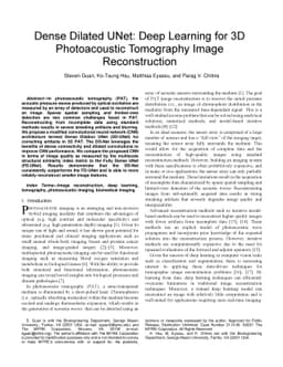 Dense Dilated UNet: Deep Learning for 3D Photoacoustic Tomography Image
  Reconstruction