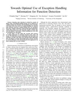 Towards Optimal Use of Exception Handling Information for Function
  Detection